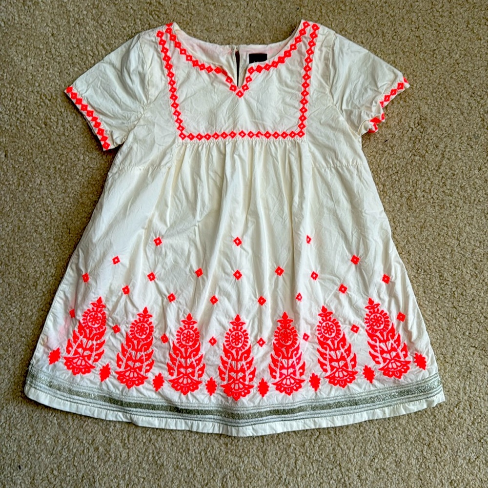 Tea Collection White Pink Embroidered Cotton Dress Size 2T
